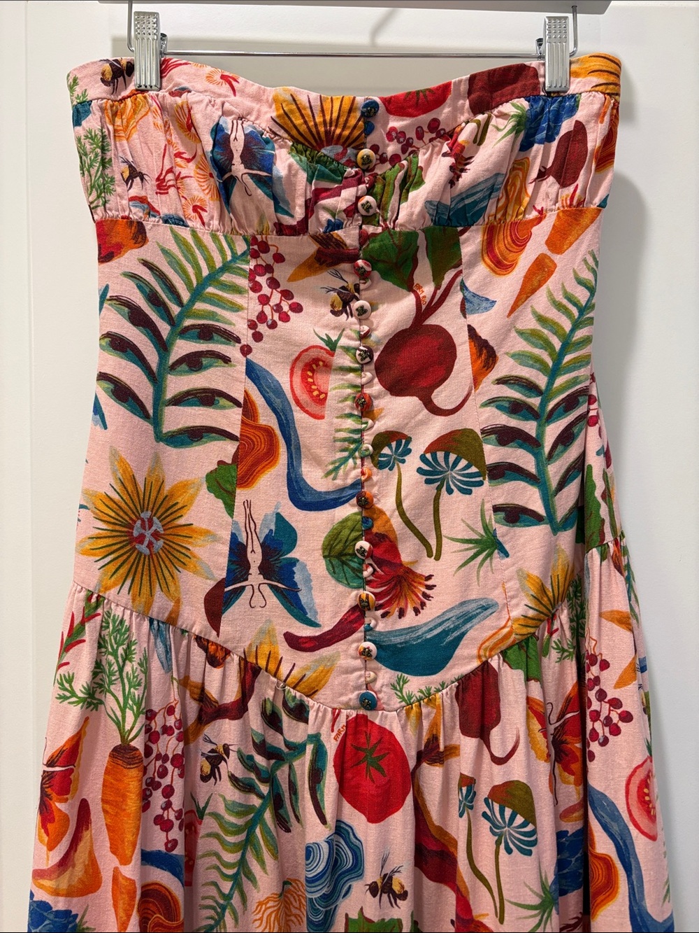 Farm Rio Printed Strapless Maxi Dress Size S - Picture 8 of 16